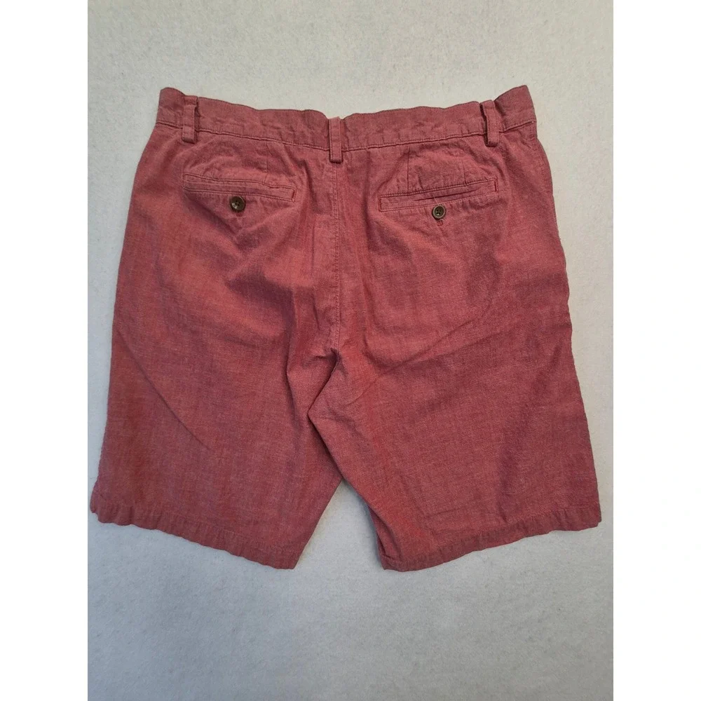 Banana Republic Mens 35 St Chambray Shorts Burnt Rust Red 100% Cotton 409825